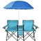 Portable Folding Picnic Double Chair with Umbrella Table Cooler Beach Camping Turquoise/Black/Red/Gray/Pink